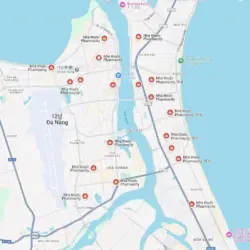 ダナンでグーグルマップで Pharmacity を検索して地図上に表示された画像